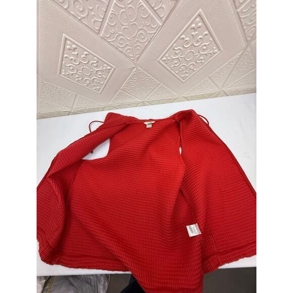 Christopher & Banks Red Vest with hoodie Size Small metal zipper front - Picture 6 of 14